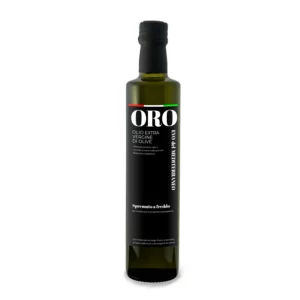 Bottiglia da 1 litro di olio extravergine di oliva ORO EVO nel Mediterraneo